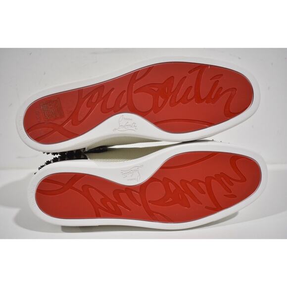 Christian Louboutin Mens Lou Spikes 2 Flat White Green High Top Sneaker 48 15 - Picture 12 of 12